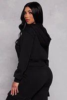 Womens Fleece Zip Front Cropped Hoodie, S