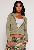 Womens Fleece Zip Front Long Sleeve Hoodie, M