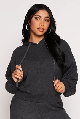 Womens French Terry Pullover Hoodie, Grey, Size S