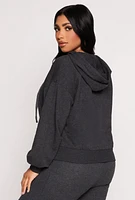 Womens French Terry Pullover Hoodie, Grey, Size S