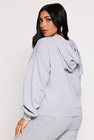 Womens French Terry Pullover Hoodie, Grey, Size M