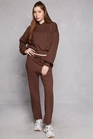 Womens French Terry Pullover Hoodie, Brown,