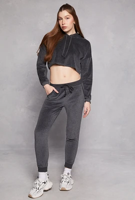 Womens Basic Velour Joggers, Grey, Size L