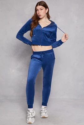 Womens Basic Velour Joggers, Blue, Size M