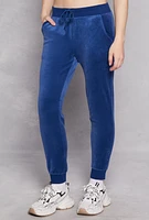 Womens Basic Velour Joggers, Blue, Size M