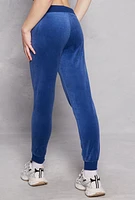 Womens Basic Velour Joggers, Blue, Size M