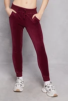 Womens Basic Velour Joggers, Burgundy, Size S