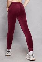 Womens Basic Velour Joggers, Burgundy, Size S