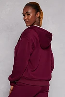 Womens City Graphic Sherpa Lined Zip Front Hoodie, Burgundy, Size M