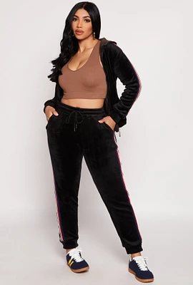 Womens Varsity Stripe Velour Joggers,