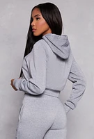 Womens Butterfly Cropped Hoodie, Grey, Size L