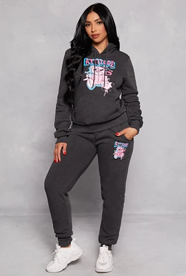 Womens Fleece Lined Attitude Graphic Sweatpants, Grey, Size M