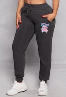 Womens Fleece Lined Attitude Graphic Sweatpants, Grey, Size M