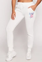 Womens Fleece Lined Attitude Graphic Sweatpants, White, Size M