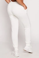Womens Fleece Lined Attitude Graphic Sweatpants, White, Size M