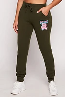 Womens Fleece Lined Attitude Graphic Sweatpants, Green, Size M