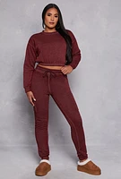 Womens Fleece Lined Drawstring Cargo Sweatpants,