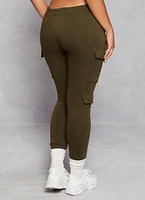 Womens Fleece Drawstring Cargo Joggers, Green,