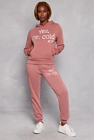 Womens Yes Im Cold Hoodie, Pink,