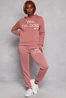 Womens Yes Im Cold Joggers, Pink, Size L