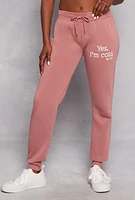 Womens Yes Im Cold Joggers, Pink, Size L