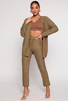 Womens Ribbed Open Front Cardigan, Green, Size M