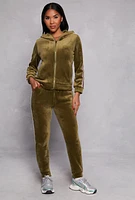 Womens Love Varsity Stripe Zip Up Velour Hoodie, Green, Size S-M