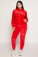 Womens Love Varsity Stripe Zip Up Velour Hoodie, Red, Size S-M