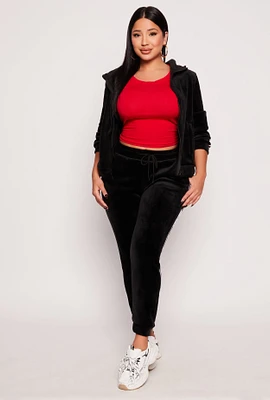 Womens Love Varsity Striped Velour Joggers, S-M