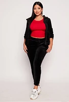 Womens Love Varsity Striped Velour Joggers, S-M