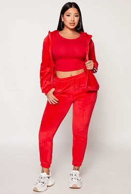 Womens Love Varsity Striped Velour Joggers, Red, Size L-XL