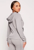 Womens Fleece Zip Front Hoodie, Grey, Size M