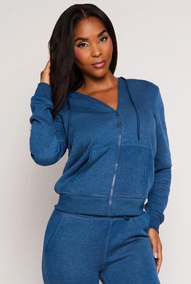 Womens Fleece Zip Front Hoodie,