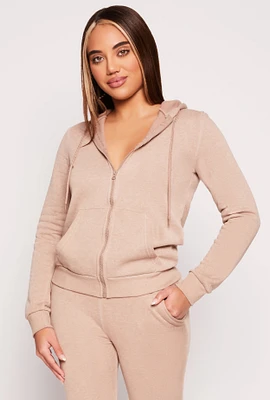 Womens Fleece Zip Front Hoodie,