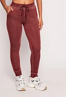 Womens Acid Wash Drawstring Joggers, Burgundy, Size M