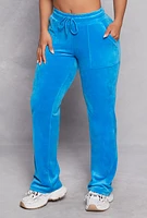 Womens Velour Straight Leg High Waist Sweatpants,