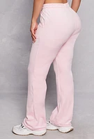 Womens Velour Straight Leg High Waist Sweatpants, Pink, Size M