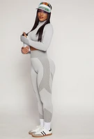 Womens Seamless Textured Knit Zip Front Track Jacket,