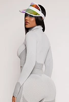 Womens Seamless Textured Knit Zip Front Track Jacket,