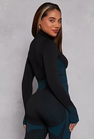 Womens Seamless Textured Knit Zip Front Track Jacket,