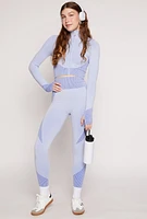 Womens Seamless Textured Knit Zip Front Track Jacket,