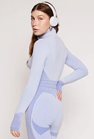 Womens Seamless Textured Knit Zip Front Track Jacket,