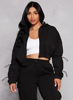 Womens Fleece Toggle Drawstring Zip Front Hoodie, M