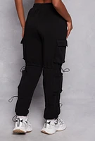 Womens Fleece Toggle Drawstring Cargo Sweatpants,