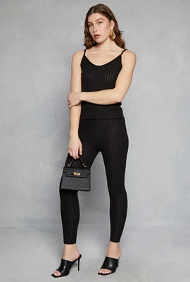 Womens Brushed Ribbed Knit Leggings,