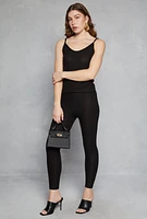 Womens Brushed Ribbed Knit Leggings,