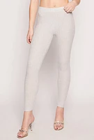 Womens Brushed Ribbed Knit Leggings, Grey,