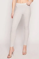 Womens Brushed Ribbed Knit Leggings, Grey, Size M