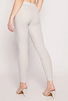 Womens Brushed Ribbed Knit Leggings, Grey,