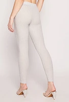 Womens Brushed Ribbed Knit Leggings, Grey, Size M